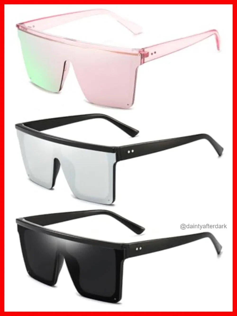 Oversized Square Sunglasses UV400 Protection Wrap Around Frame